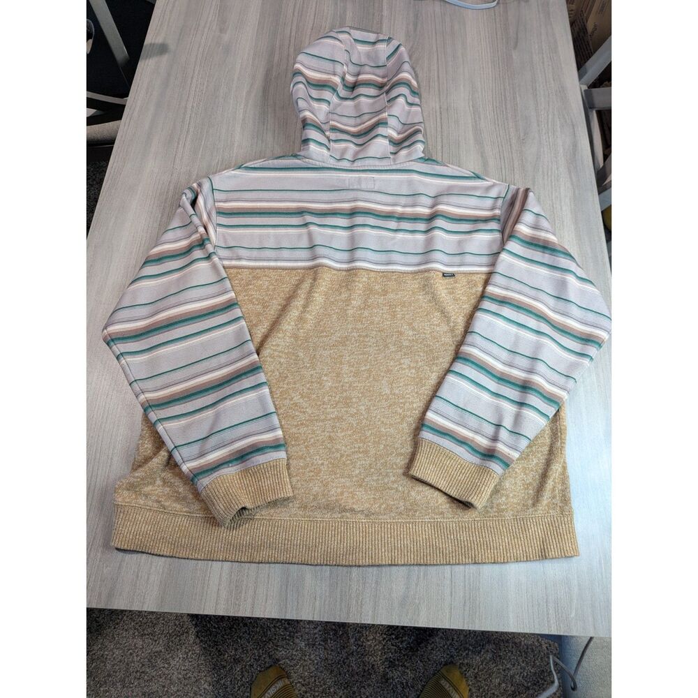 Hooey Striped Plush Sherpa Fleece Pullover Hoodie Tan Western Serape Ladies XL - Picture 10 of 10